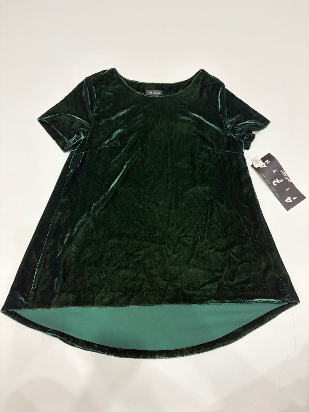 Lord & Taylor Emerald Green Velvet Tunic Top holiday comfort casual wear nwt